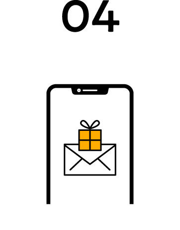 スマートフォンで特典を受け取るイラスト