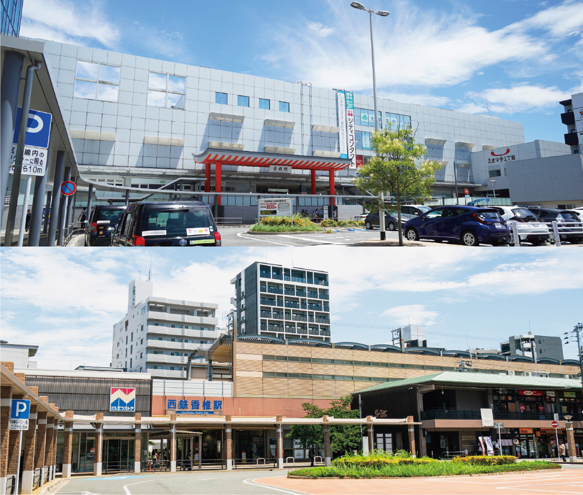 JR香椎駅と西鉄香椎駅